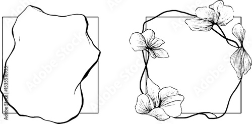 Elegant line art illustration set featuring raw texture and floral design for artistic inspiration