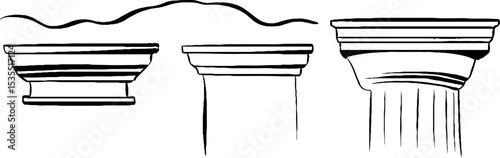 Roman frieze line art illustration set featuring classical columns