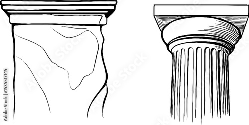 Roman frieze line art illustration set for historical and architectural design