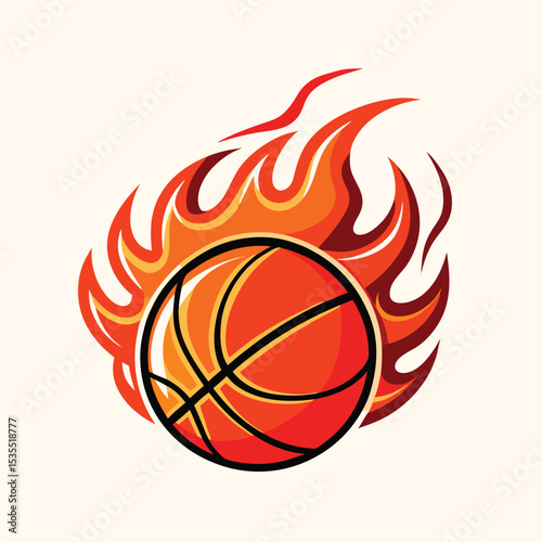 A dynamic flaming basketball icon displaying energy and passion in sport competitions