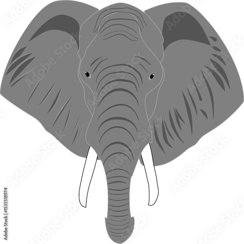 This stylized elephant head embodies wisdom and strength. Its calm, clean lines are perfect for symbolic art, traditional paper cut-outs, or minimalist graphic designs, conveying a powerful presence