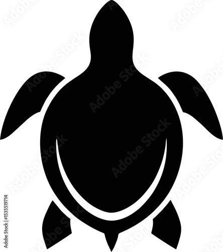 Minimalist turtle logo design in black and white, clean lines, modern animal emblem for eco brand, vector isolated illustration.