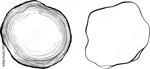 Tree rings and wood line art set for nature and design concepts