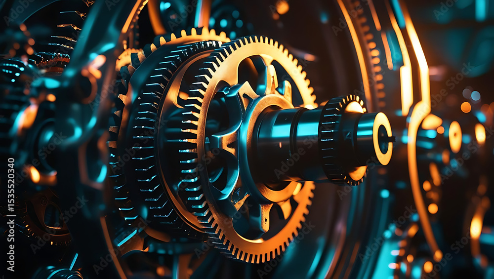 Fototapeta premium Vintage clockwork gears and mechanical cogs in an old metal timepiece