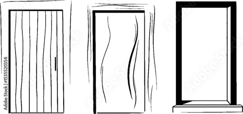 Minimalist line art door design set for architectural inspiration
