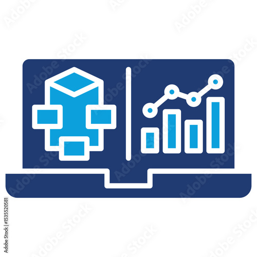 Machine Learning Algorithms Flat Blue Icon