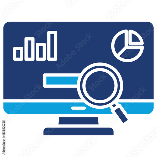 Web Analytics Flat Blue Icon