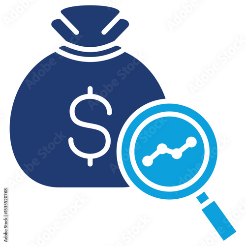 Financial Analytics Flat Blue Icon