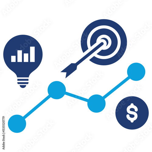 Demand Forecasting Flat Blue Icon