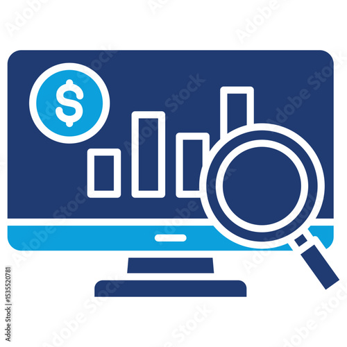 Cost Analysis Flat Blue Icon