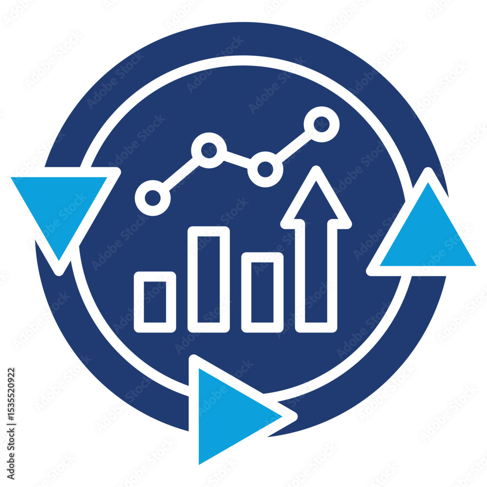Obraz premium Continuous Improvement Flat Blue Icon