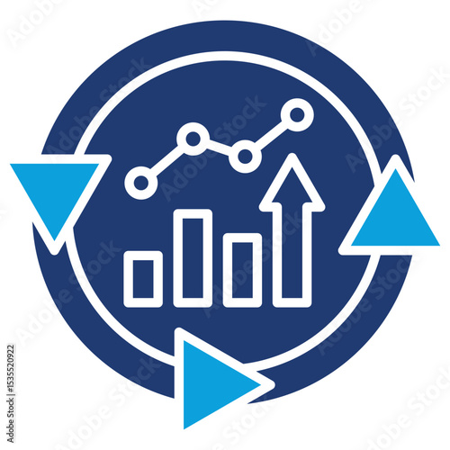 Continuous Improvement Flat Blue Icon