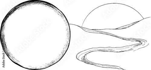 Zen sand line art illustration set with calm and meditative themes for relaxation and mindfulness designs