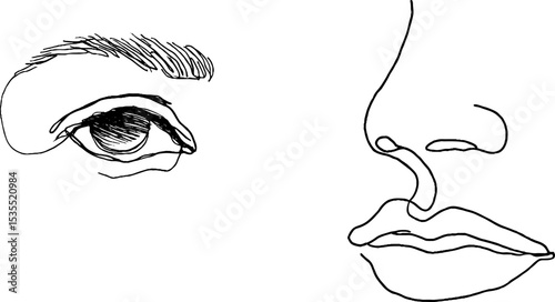 Minimalist line art collection featuring abstract human face elements for artistic design