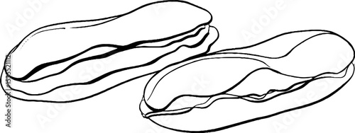 Elegant line art of eclair and chocolate pastries for culinary design