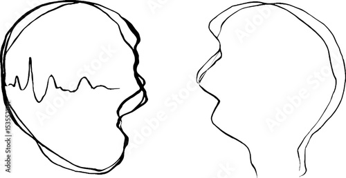 Abstract line art set featuring echoing loops and facial profiles for modern design themes