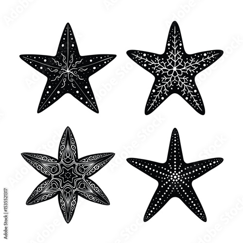 A starfish bundle silhouette on white background
