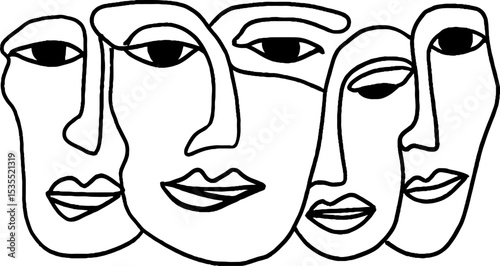 Modern abstract face line art design for wall decor and contemporary art lovers