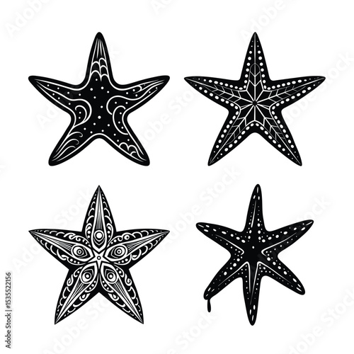 A starfish bundle silhouette on white background