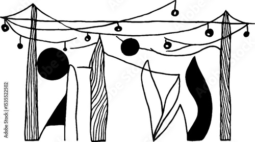 Minimalist line art of music festival stage outline for event poster design