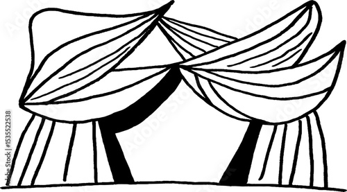 Music festival stage line art banner design for event promotion and decoration