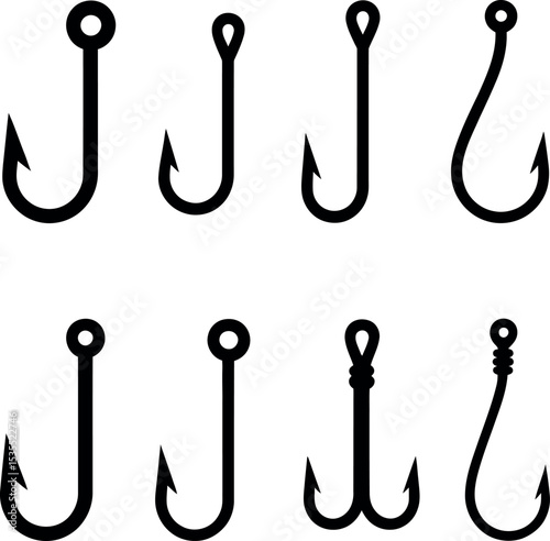 fishing hook silhouette on white background