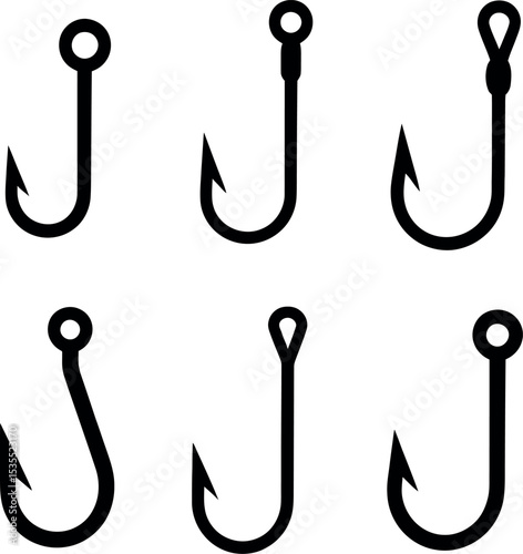 fishing hook silhouette on white background