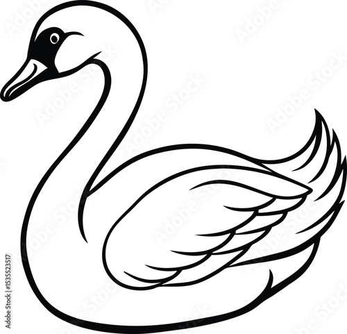 silhouette of a swan on white