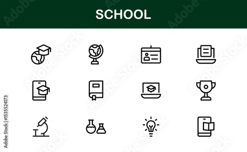 Premium School Icon Set Featuring Modern Vector Illustrations Perfect for Education Projects