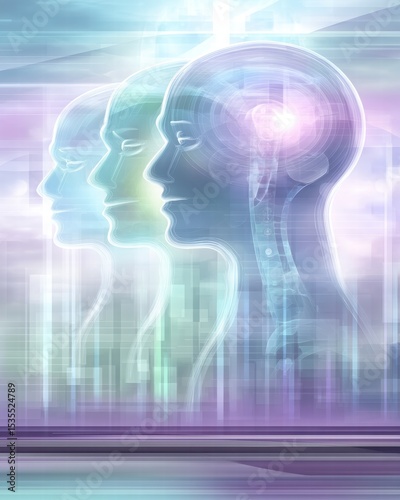 Wallpaper Mural Abstract Representation of Technology and Human Connection in Silhouettes Torontodigital.ca