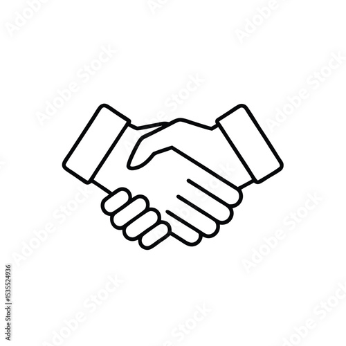 This is a versatile set of professional handshake vector icons, rendered in a clean, modern line art style. The collection includes multiple variations, such as a standalone handshake and versions.