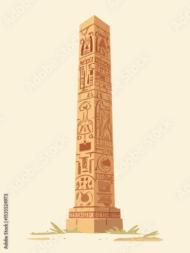  a tall ancient totem pole or pillar carved with minimal symbols from Greek, Norse, Egyptian, Aztec, Polynesian, Celtic, Hindu, and African mythology