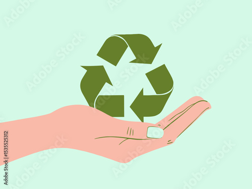  Circular economy, sustainability, ecology with reusable resource, energy or eco friendly product, recycle material or environment protection