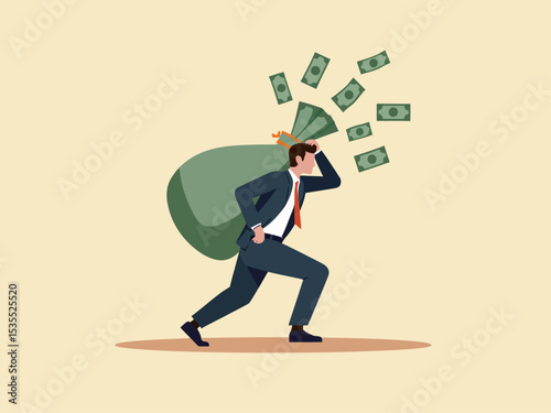 Debt burden, financial obligation or loan payment, heavy load of money failure, mortgage or borrowing money problem concept