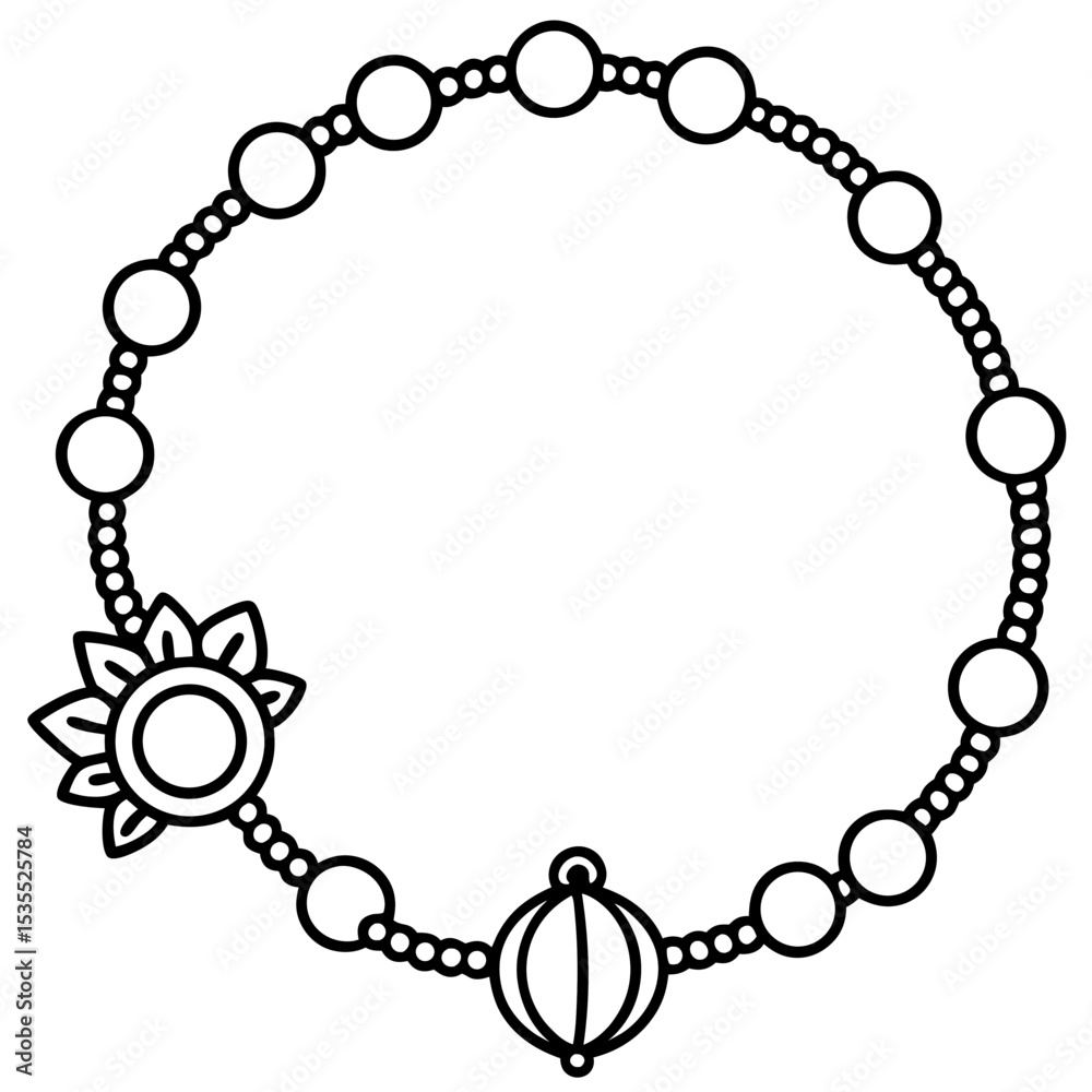 Fototapeta premium Charm bracelet line art vector