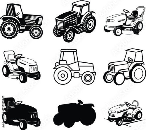 Lawn Mower Tractor #3 SVG, Landscaping Svg, Lawn Mower Clipart, Lawn Mower SVG,  Silhouette