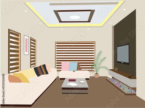 Stylish Living Room Scene With Furniture