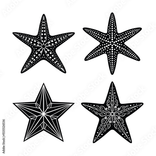 A starfish bundle silhouette on white background