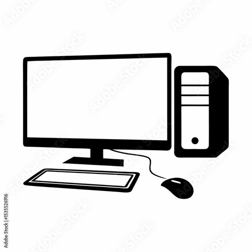 Desktop Computer Setup Logo Vector.