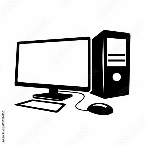 Desktop Computer Setup Logo Vector.