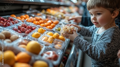 Toddler exploring fresh produce