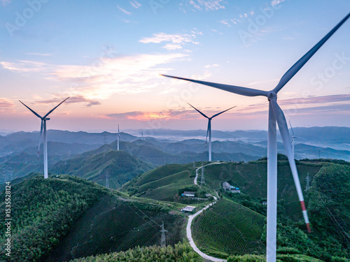 wind turbine on moutian green energy