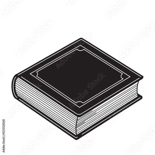 A detailed illustration featuring a closed book in a bold silhouette style, perfect for various educational and literary projects or design needs.