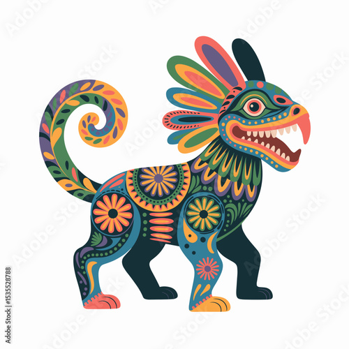 Colorful Alebrije Spirit Animal with Intricate Patterns
