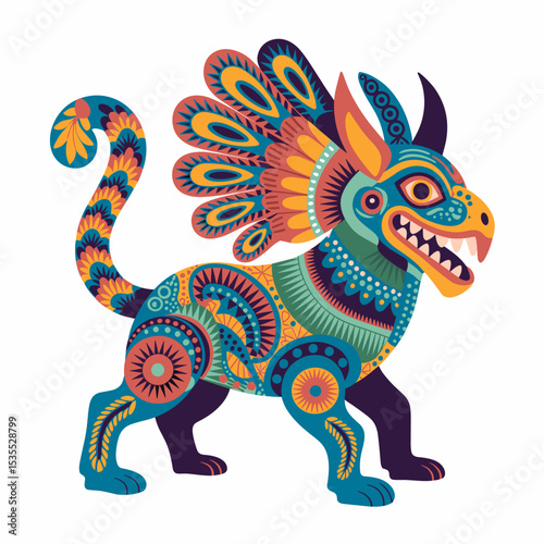 Colorful Alebrije Spirit Animal with Intricate Patterns