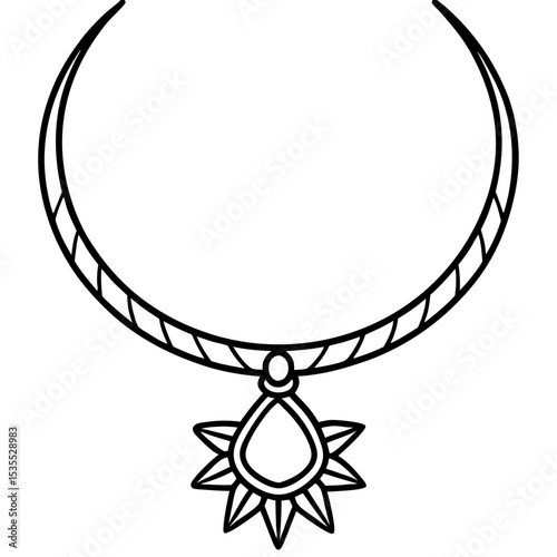 choker jewelry vector line art
