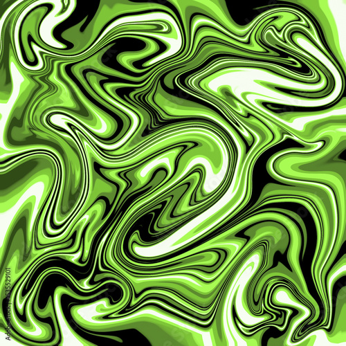 Abstract Green Liquid Swirl Art