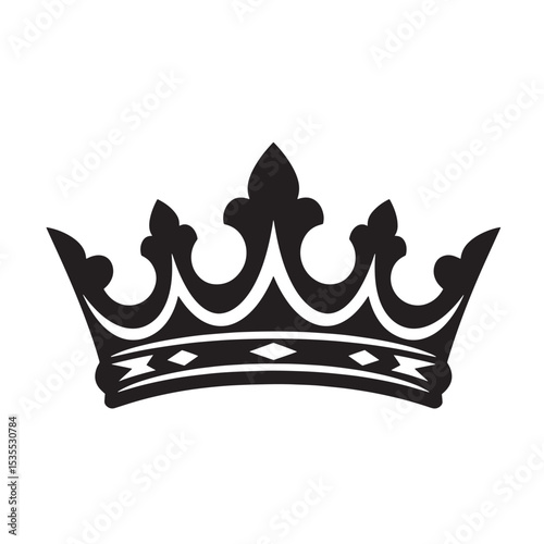 Elegant black silhouette crown vector illustration royalty design elements for premium branding and logo creation isolated on white background