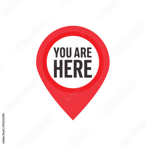 Red location marker with the words you are here vector illustration on white background
