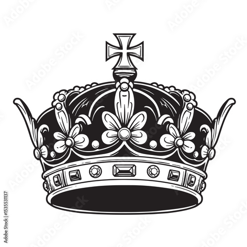 Elegant royal crown illustration in silhouette style perfect for design projects related to royalty and luxury